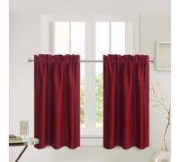 Aquazolax Lot de 2 rideaux décoratifs de Noël avec passe-tringle pour fenêtre de cuisine - Isolation thermique - 71,1 cm de large x 91,4 cm de long - Rouge bordeaux