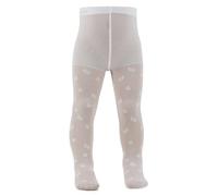 AQUILONE 0-14 Collants pour nouveau-né, collants pour nouveau-né, noués avec broderie coeurs, collants de cérémonie - Made in Italy, 1 paire blanche, 12-18 mois