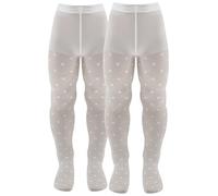 AQUILONE Collant Daiana, Collant enfant stretch, Collant fille Jacquard Pois, Collant fille Ceremony - Made in Italy - 2 paires (blanc, 10)
