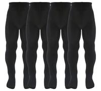 AQUILONE Collants 50 Deniers pour Filles, Chaussettes en Microfibres Souples, Extensibles et Opaques - Made in Italy - 4 Paires (Noir, 12-14)