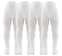 AQUILONE Cotton Dream Collants Respirants en Coton Mélangé pour Enfants, Chaussettes pour Bébés Résistantes à l`Étirement, Traitement qui ne Pèle Pas - Fabriqué en Italie - 4 Paires (Blanc, 12-14)