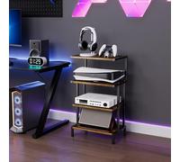 Aquzee Meuble HiFi Bois, Meuble Jeux Vidéo, Petite Table, Table d Appoint Canapé à 4 Etagères, Petits Espaces Espaces Étagère de Rangement pour Équipement Audio, 28P x 45L x 77H cm