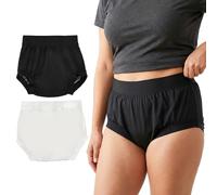 AQX Couvre-couche en tissu pour adultes, sous-vêtements imperméables réutilisables pour incontinence, pantalon en plastique à taille haute étanche, blanc noir-2 pièces, 2XL