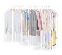 AQXONG 15 Pcs Housse de vêtements, Protège Vêtements Pliable Translucide à Fermeture Éclair, 60x140/120/100cm, Anti Poussière Etanche Mite Humidité, Convient aux Costumes/Robes/Vestes/Manteaux