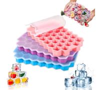 AQXONG 3 Pcs Bac à Glaçon Silicone avec Couvercle Moule à Glaçons 111 Blocs, Bac à Glaçons en Silicone Empilable, Convient pour les Aliments pour Bébés, La Bière, Les Glaçons aux Fruits, La Gelée