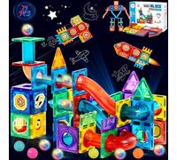 AQXONG 74 Pcs Blocs de Construction Magnétiques avec Tuyaux, Jouets de Construction Magnétiques, Jouets de Blocs de Construction Éducatifs Convient aux Garçons et Filles Ågés de 3 4 5 6 7 8 Ans