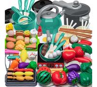 AQXONG Accessoire Cuisine Enfant, Jouet de Jeu de Rôle de Chef pour Enfants, Pots et Casseroles Jouet, Jeu de Rôle de Chef Adapté aux Garçons et auxFilles âgés de 3 4 5 6 7 8 Ans（76Pcs）