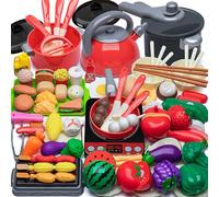 AQXONG Accessoire Cuisine Enfant, Jouet de Jeu de Rôle de Chef pour Enfants, Pots et Casseroles Jouet, Jeu de Rôle de Chef Adapté aux Garçons et auxFilles âgés de 3 4 5 6 7 8 Ans (74 Pcs)