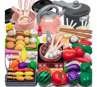 AQXONG Accessoire Cuisine Enfant, Jouet de Jeu de Rôle de Chef pour Enfants, Pots et Casseroles Jouet, Jeu de Rôle de Chef Adapté aux Garçons et auxFilles âgés de 3 4 5 6 7 8 Ans（76Pcs）