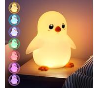 AQXONG Veilleuse Pingouin pour Enfants, Veilleuse Enfant Kawaii avec Fonction Minuterie, Veilleuse Enfant Rechargeable en Silicone, Veilleuse Portable Cadeaux pour Garçons et Filles