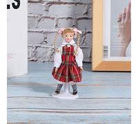 aqxreight 1:12 Dollhouse Doll Miniature Porcelaine Longue Tresse Robe Rouge Fille Mini Jouet Poupée ModèleFabrication Rouge Conçu pour Enfants Fabriqué Tresse Jouet Poupée Miniature Céramique (Fille