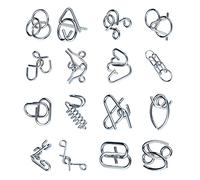 aqxreight 16 Pièces en Métal Casse-tête Casse-tête Ensemble Différentes Formes Améliorer la Pensée Logique Verrouillage Puzzle Jouets Votre Multifonction et Puzzles Cérébraux Développement Jouet