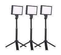 aqxreight 2 Packs 15W LED Ensemble de Lumière Vidéo Photographie de Bureau Lumière de Remplissage Bicolore Température Luminosité CRI95 Alimentation USB avec Trépied Extensible Couleur pour Vlog (3
