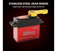 aqxreight 2 Pièces Servo Numérique 25 Kg Couple élevé 180 ° Servo d'engrenage en Acier Inoxydable pour Voiture Télécommandée 1/8 1/10 avec Bras 25T Est Un équipement Résistant à l'usure Non (Rouge