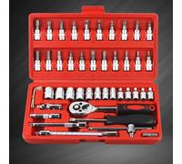 aqxreight 46 PCS Drive des Clés à Douille avec l'adaptateur de Poignée à Cliquet Kit de Tournevis Automatique Outil de Réparation Automatique Outil de Réparation en Acier à Haute durabilité Offre