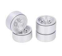 aqxreight 4pcs RC Beadlock Wheel Ensemble de 1,9 Pouce Alliage d'aluminium 1/10 RC Wheel Hub pour Axial SCX10 I II III Silver (Silver)