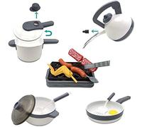 aqxreight 52 Pièces Jouet de Jeu de Cuisine Enfants Semblant Ensemble de Jeu avec Batterie de Cuisine Casseroles et Poêles Jouer Nourriture Fruits Ustensiles de Jouet Couverts éducatifs Précoces