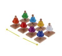 aqxreight 8 Pièces Ensemble de Cloches à Main 8 Cloches à Main Jouet Musical en Métal coloré Percussions Outils Pédagogiques pour Enfants capacité Cultiver la Voix livré en Bois avec échelles avec