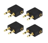 aqxreight Adaptateur de Casque d'avion, Double Connecteur de Vol d'avion 3.5mm Mâle à 3.5mm Femelle pour Voyage (4 pièces)
