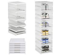 aqxreight Bacs de Rangement en Plastique Support de Rangement pour Chaussures Debout 6 Couches Boîte à Chaussures et Armoire à Stable pour l'organisation à Domicile Bacs de Pliables Faciles et