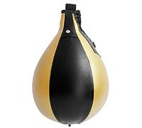 aqxreight Balle de Vitesse de Boxe en Cuir PU MMA Muay Thai Kit de Sac de Frappe de Boxe avec Pompe de Gonflage Coutures Renforcées Précises étendues et Légères et Résistantes (Noir et Or)