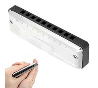 aqxreight Blues Harmonica 10 Trous Mouthorgan D clé en Acier Inoxydable ABS Résine Instrument à Vent Bleu Résistant à la Corrosion et Matériau Non adapté aux Débutants Professionnels et aux (BLACK)