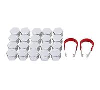 aqxreight Bouchon D'écrou à Roue en Argent de 17 Mm, Couvercle de Noix de Roue de 20 Pcs avec Outils de Retrait, Décoration pour Roues de Voiture, Protéger, Restaurer et Habiller Vos
