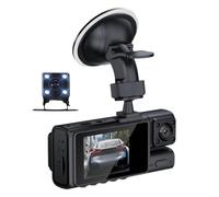 aqxreight Caméra de Tableau de Bord à 3 Canaux, WiFi intégré, Caméra Avant à 170 Degrés, de Voiture avec Rétroviseur Intérieur à 120 Degrés, avec Enregistrement en Boucle,