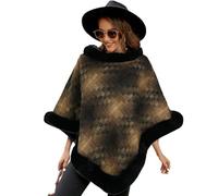 aqxreight Cape Châle à Col Rond, Couture Chaude en Peluche, Châle tricoté à Carreaux pour Femmes, Vie Quotidienne, Kaki F, Jolie Modification Douce et élancée, Mettant en Valeur le Corps, Châle (F)