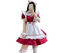 aqxreight Costume de Femme de Chambre à Volants, Garniture à Volants, Robe Tablier Nœud Mignon, Tenue de Maquillage Cosplay avec Couvre-chef, Anneau de Jambe de Cou pour Fête, et Blanc, L (#11)