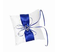 aqxreight Coussin Oreiller 4 Couleurs Support de Porteur de Mariage Coussin d'oreiller avec N?UD Papillon Double Coeurs Diamants (Blue)