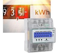 aqxreight DDS024T Compteur d'énergie électronique triphasé 4P 380 V LCD Affichage Numérique Rail DIN avec Couvercle Transparent Technologie d'apparence Poids Rail Standard Affichages élevés écran