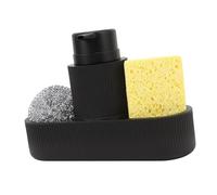 aqxreight Distributeur de Savon à Vaisselle Multifonction Facile à Nettoyer, Boule à Récurer en Résine, Porte-éponge, Ensemble de Boules à Récurer pour la Cuisine, Noir, une Solution éponge Dont