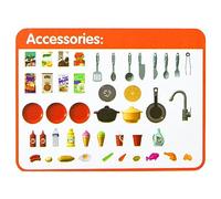 aqxreight Ensemble de Cuisine de Jeu pour Enfants, Table de Salle à Manger pour Enfants, Ensemble de Cuisine Jouet, 67 Pièces, Table de avec Lumières et Sons, Robinet d'eau électrique,