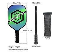 aqxreight Ensemble de Palettes et de Balles de Pickleball Ultralégères, Surface en Fibre de Carbone, Raquette de Cornichon, 1 Pagaie avec 2 Balles, la Surface Plus Légère (Couleur C)