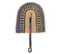 aqxreight Éventail en Paille tissé à la Main, Décoration Murale, Accessoire Décoratif avec Poignée en Cuir pour Décoration Murale, Tissage d'herbes Marines, Mise en Valeur et Séchage Traditionnels