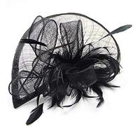aqxreight Femme Party W Fascinator Cocktail Hat H BAND ACCESSOIRES VEILING H BANQUE BAND Vintage Clamp/Holder Amilies et amis. Party Hat Bandband Feathers for Head Dr for Women W Cocktail (BLACK)