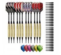 aqxreight Jeu de Pointes Souples Professionnelles avec 12 Corps en Laiton, 30 Ailettes, 100 Pointes, Poignée Ergonomique et Large Design Coulissant pour des Performances améliorées.