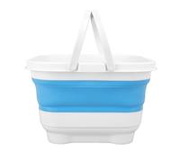 aqxreight Jouet de Bain Pliable avec Poubelle de Rangement à Séchage à Base Amovible pour la Douche pour Enfants Organisation de Salle de Bain (Blanc et bleu)