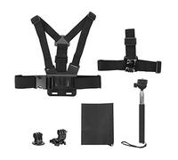 aqxreight Kit d'accessoires Universels pour Caméra d'action 5 Pouces, Compatible avec la Plupart des Caméras de Sport, Support de Sangle de Tête, Harnais de Poitrine, Bâton de Selfie pour Le