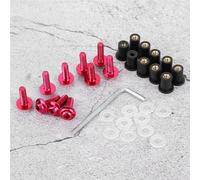 aqxreight Kit de 10 Pièces de Fixation de Pare-brise Universelle M5, Matériel de Montage de Carénage avec Finition Anodisée pour Toutes les Motos, Noir Argent Rouge (rouge)