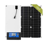 aqxreight Kit de Panneau Solaire 18 W 12 V, Module Monocristallin Hors Réseau avec Kits de Câbles de Connexion SAE et Durée de vie. Solaire avec Film d'énergie, Durée de vie. Panneau PET sans