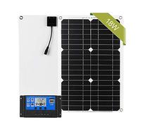 aqxreight Kit de Panneau Solaire 18 W 12 V, Module Monocristallin Hors Réseau avec Kits de Câbles de Connexion SAE et Durée de vie. Solaire avec Film d'énergie, Durée de vie. Panneau PET sans