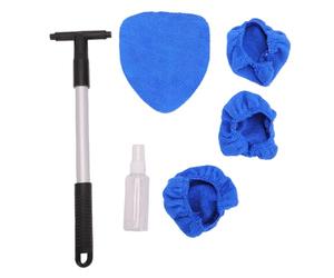 aqxreight Kit D'essuie-Glace pour Vitres de Voiture, Poignée Extensible, Réutilisable, Kit de Nettoyage des Détails des Vitres Intérieures de la Voiture (Forme Pentagone avec 4 flacons