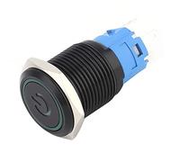 aqxreight Lot de 2 Interrupteurs à Bouton-poussoir en Métal Noir IP65 Autobloquant avec Indicateur LED 16 Mm Boîtier en Acier Inoxydable pour Applications Industrielles et de Bricolage (3-6VDC)