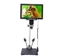 aqxreight Microscope Numérique de 10,1 Pouces, Grossissement 12 MP 2000X avec Contrôleur Filaire et Lumières LED, pour L'identification des Minéraux, Observation Biologique, Réparation