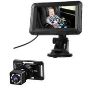 aqxreight Moniteur bébé Voiture 4,3 Pouces 1080P, avec Caméra, Vision Nocturne, Angle de Vision 150 °, pour Nourrissons, Enfants, Animaux Domestiques (sans câble USB)