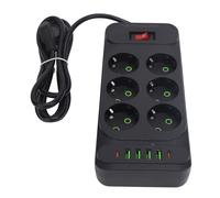 aqxreight Multiprise 6 Prises 4 Ports USB 2 Ports de Type C Prise de Courant Murale avec Câble d'extension de 2 M 4 USB (DC5V (Un Power Strip6 Way Power StripUSB Strip6 Outlet (Black)