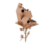 aqxreight Nichoir à Oiseaux en Métal avec Poteau en Métal, Piquets pour Maison d'oiseau, Maison pour en Vieilli, Décoration de Jardin, Pluie ou Résistance pour la beauté du Nichoir fabriqué en