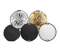 aqxreight Panneau Réflecteur Pliable Rond à Double Poignée en Tissu Réfléchissant 5 en 1 pour la Photographie Intérieure et Extérieure, Lumière de Remplissage80 Cm en Même Temps Réfléchissant Offre